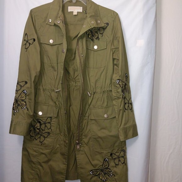 MICHAEL MICHAEL KORS LIGHTWEIGHT BUTTERFLY EMBROIDERED UTILITY JACKET - Picture 11 of 13